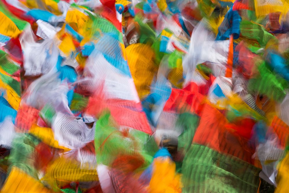 Prayer flags in Simila Mountain-Gyantse County-Tibet-China